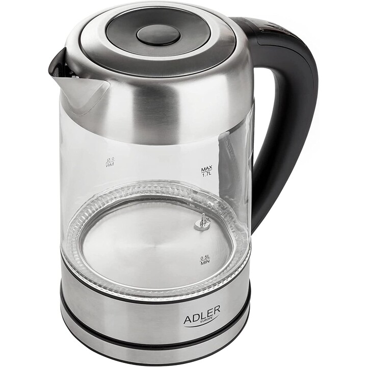 Adler AD 1247 NEW electric kettle 1.7 L Hazelnut, Stainless steel, Transparent 2200 W