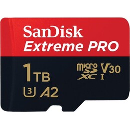 SanDisk Extreme® PRO 1TB (Flash-Speicherkarte microSDXC mit SD-Adapter UHS-I U3, A2, Class 10, Video Speed Class 30)