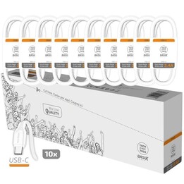 Pack 10 USB 2.0 Cables Tech One Tech Basik TEC2953/ USB Male - USB Type-C Male/ 1m/ White