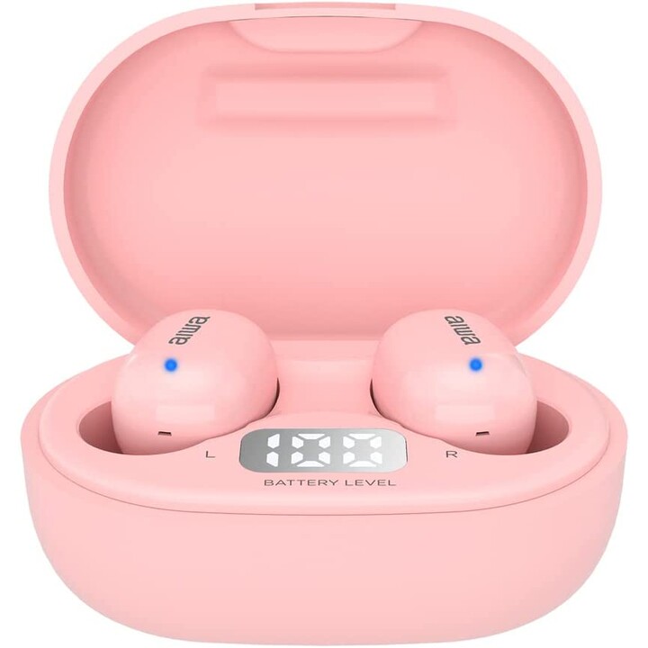 Aiwa EBTW-150 Casque Bluetooth avec boitier de charge/ Autonomie 3h/ Rose