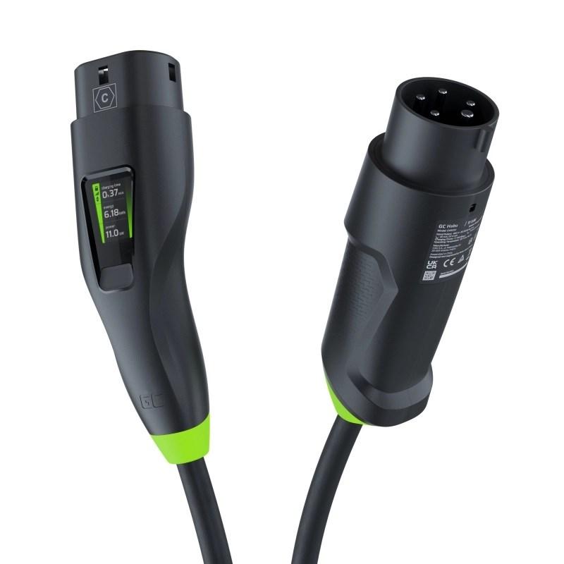 Green Cell Habu EVGC01 Cargador EV móvil para vehículos eléctricos 11 kW 7 m Type 2 CEE Wallbox Negro