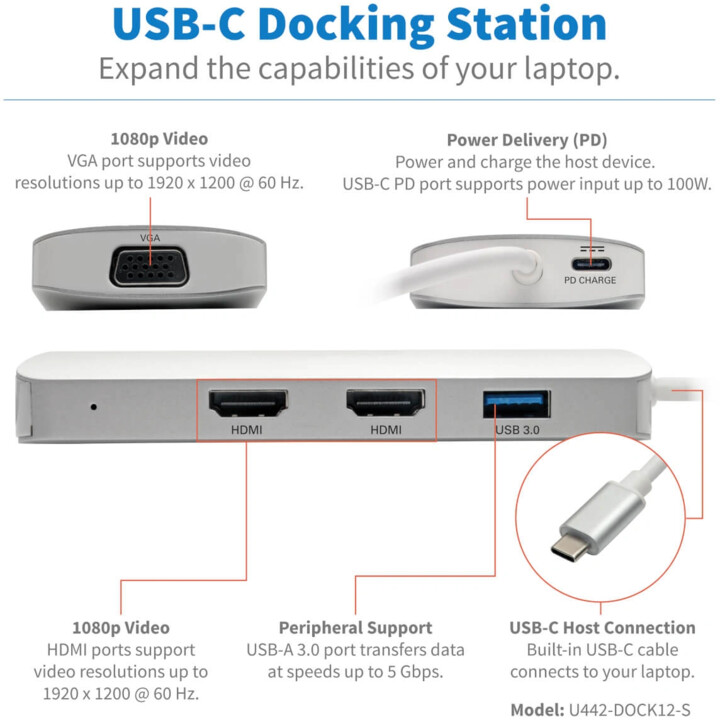 USB-C-Dock, dreifaches Display – HDMI,