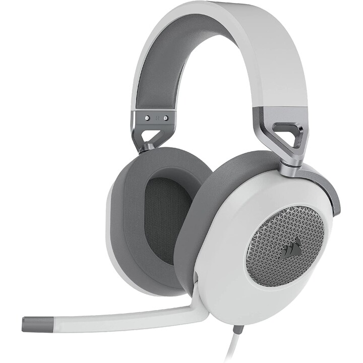 Fone de ouvido para jogos portátil Corsair Hs65 surround com fio branco