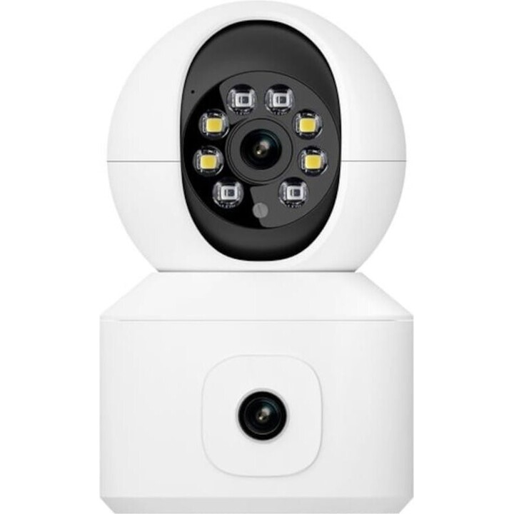 Telecamera di sicurezza IP Escam QF010 2MP+2MP Visione notturna a colori Panning Wifi Bianco