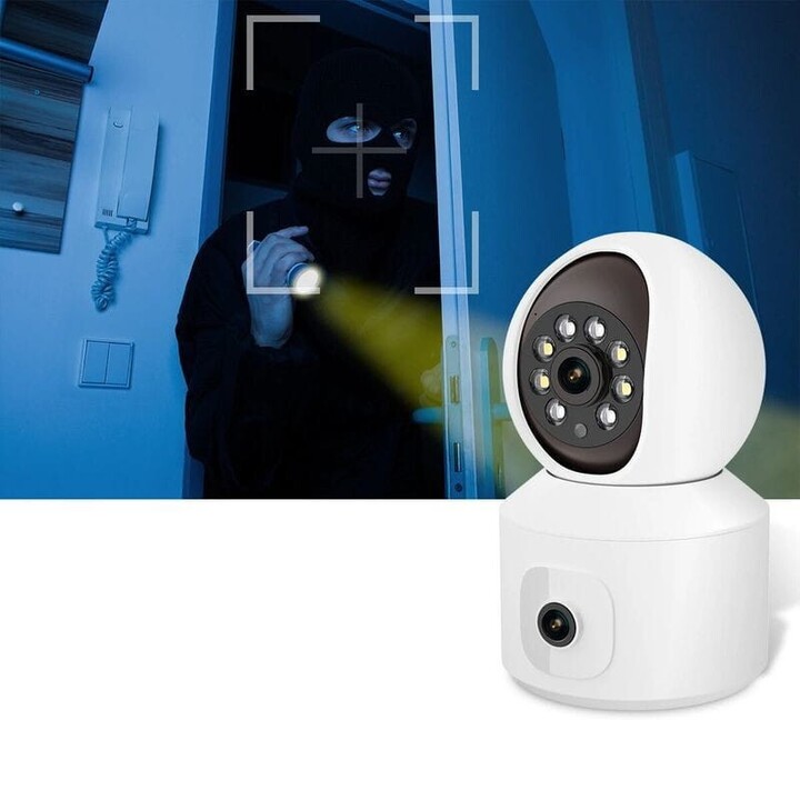 Camara de seguridad IP Escam QF010 2MP+2MP Visión Nocturna a Color Paneo Wifi Blanco