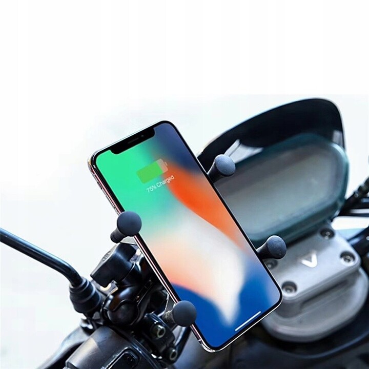 MOTORRAD-TELEFONHALTER FREEDCONN MC7W MIT INDUKTIVEM LADEGERÄT + BM2R STEUERROHRBEFESTIGUNG