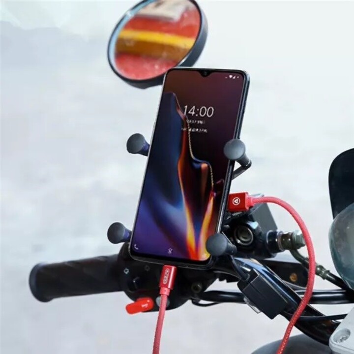 MOTORRAD-TELEFONHALTER FREEDCONN MC7W MIT INDUKTIVEM LADEGERÄT + BM2R STEUERROHRBEFESTIGUNG