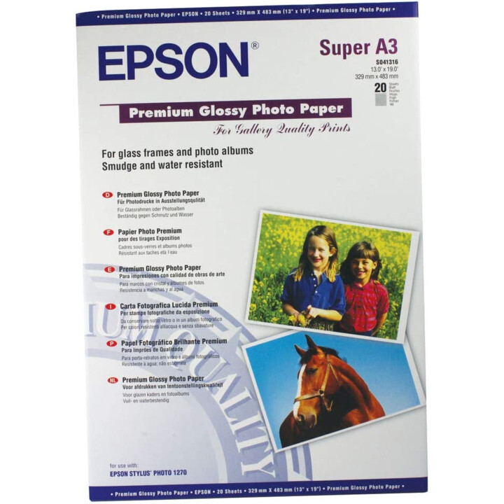 PAPEL EPSON PREMIUM GLOSSY FOTO A3+ PARA STYLUS PHOTO 1270 20H.