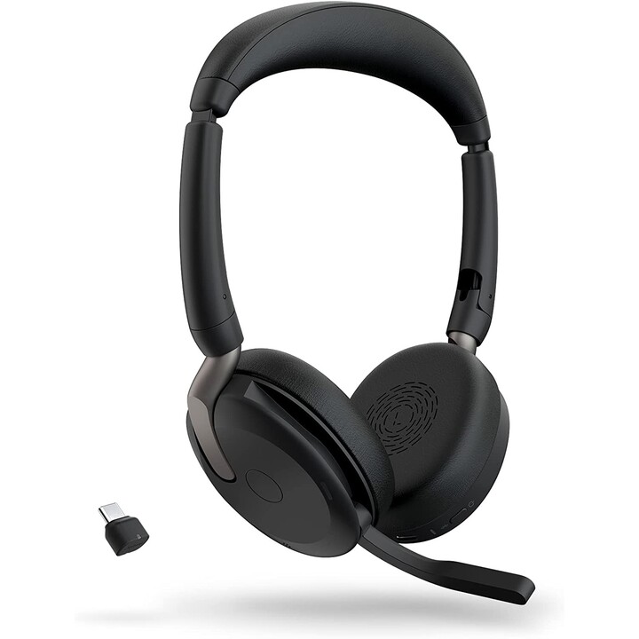 Cuffie stereo Jabra Evolve2 65 Flex UC On-Ear (Bluetooth, wireless, USB-C, stazione di ricarica)