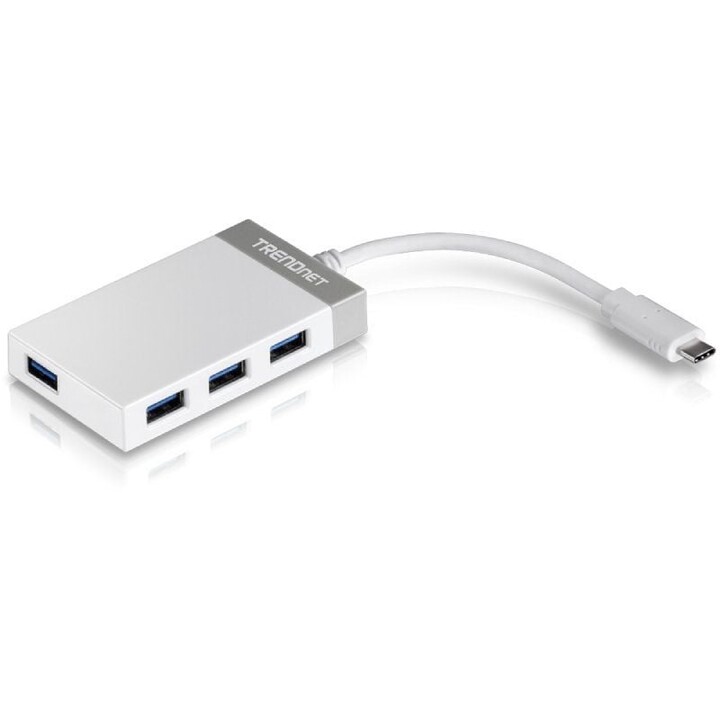Hub USB tipo C Trendnet TUC-H4E/ 4xUSB/ branco e cinza