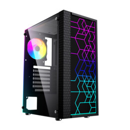 Gembird Fornax 2500 ARGB Gaming ATX Computer Case, Midi Tower, Backlit, Black