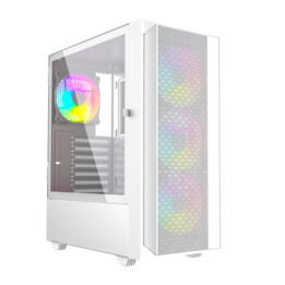 Gembird Fornax 4000W ARGB ATX Case per computer da gioco, Midi Tower, retroilluminazione, bianco