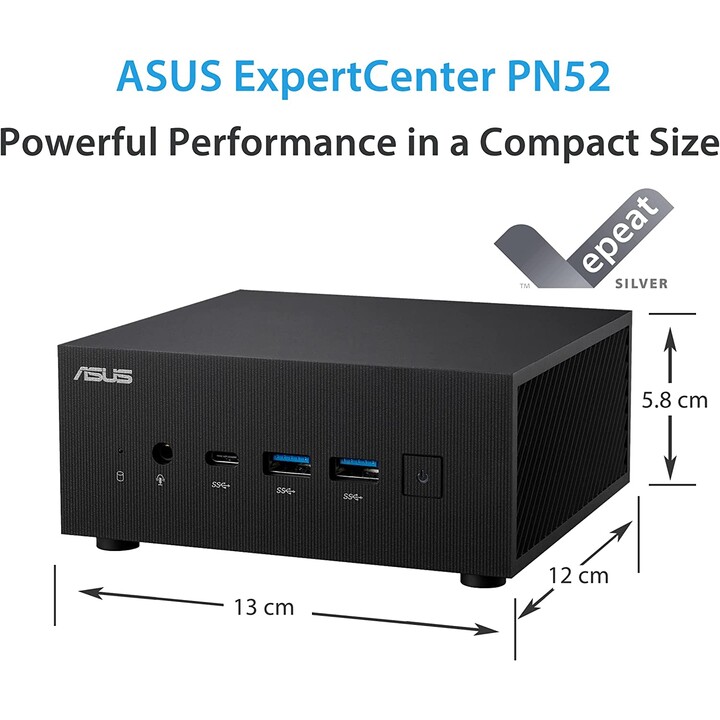 ASUS ExpertCenter PN52-BBR758HD Mini Ordenador Barebone AMD Ryzen 7 WiFi Negro