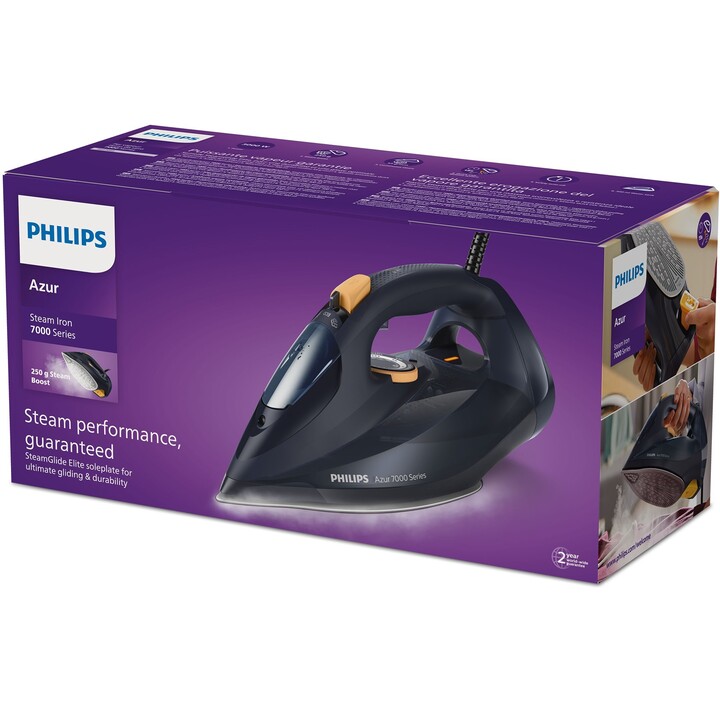 Fer à vapeur Philips 7000 series DST7060/20 Fer à vapeur Semelle SteamGlide Elite 3000 W Bleu, Jaune