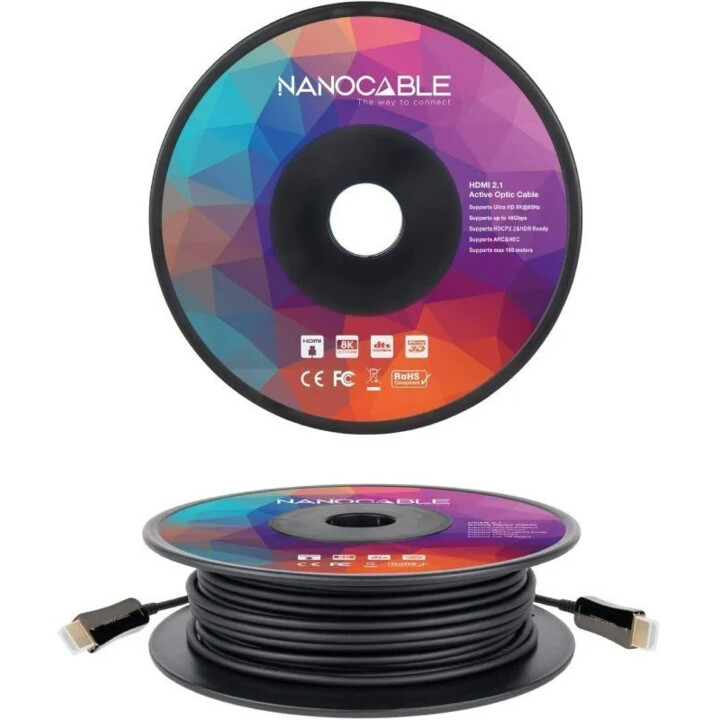 Câble HDMI 2.1 AOC 8K Nanocable 10.15.2160/ HDMI Mâle - HDMI Mâle/ 60m/ Noir