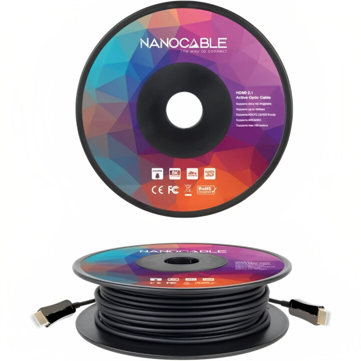 Cable HDMI 2.1 AOC 8K Nanocable 10.15.2150/ HDMI Male - HDMI Male/ 50m/ Black