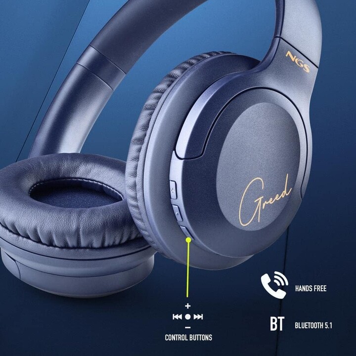 Kabellose Kopfhörer NGS Artica Greed/ mit Mikrofon/ Bluetooth/ Blau