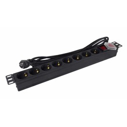 Power Strip with Switch Phasak BNS 1520/ 8 Sockets/ Cable 3m/ Black