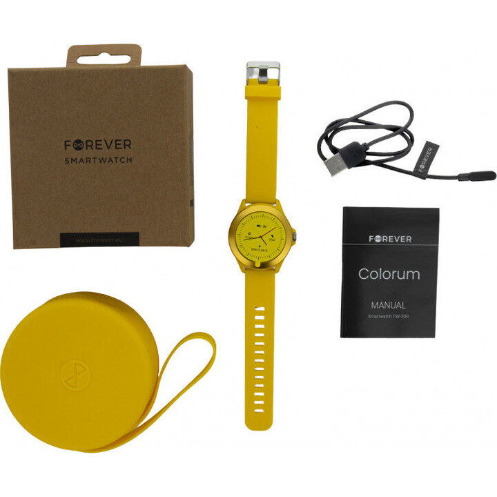 Smartwatch Forever Colorum CW-300/ Notificaciones/ Frecuencia Cardíaca/ Amarillo