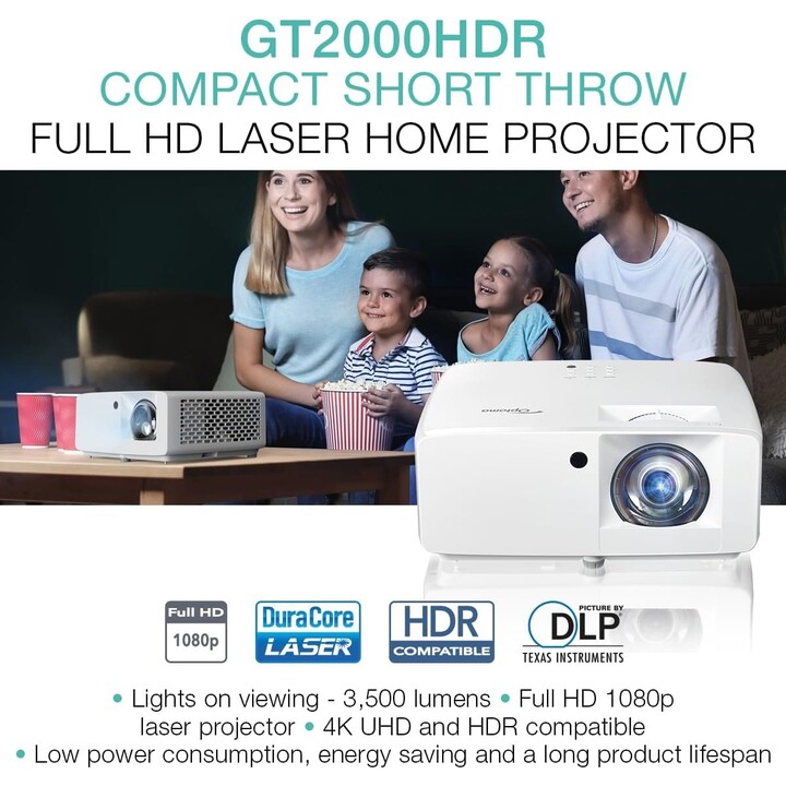 Optoma GT2000HDR Videoproyector Proyector De Corto Alcance Blanco