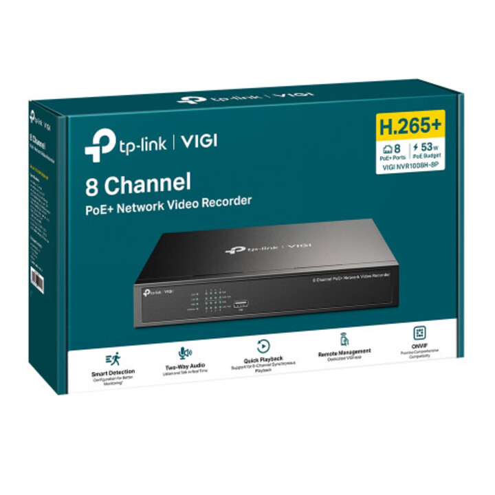NVR TP-Link VIGI NVR1008H-8P, 8ch, PoE, Bay 1HDD, H265+