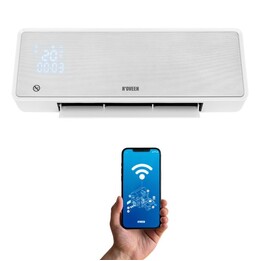 Noveen HC3299, Tenda d'aria riscaldante WiFi Smart TUYA con telecomando e sistema di visualizzazione a LED programmabile, bianco