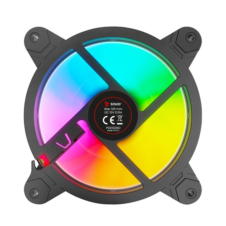 SAVIO FAN-01 Ventilador ARGB de 120 mm en pack de 4 unidades con controlador y mando a distancia