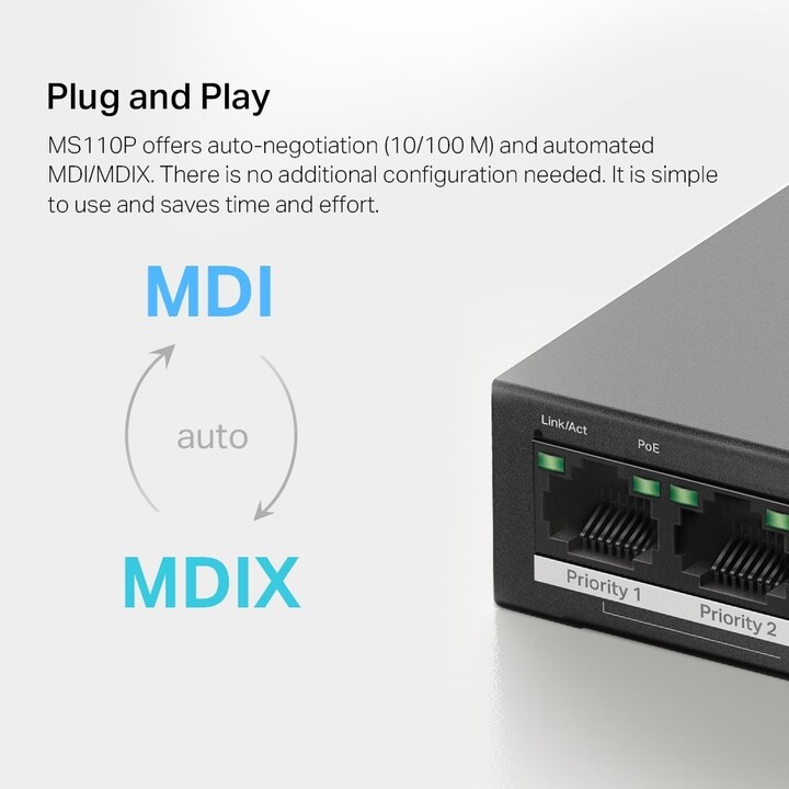 SWITCH MERCUSYS 10 PORTS 10-100 8POE