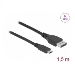 Bidirectional USB Type-Cª to DisplayPort Cable (DP Alt Mode) 8K 60 Hz 1.5 m DP 8K certified