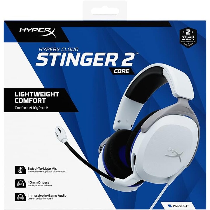 Casque de jeu Hyperx Cloud Stinger 2 Core, PS, blanc