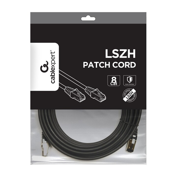 Gembird PP8-LSZHCU-BK-15M Preto Cat8 S/FTP (S-STP) cabo de rede