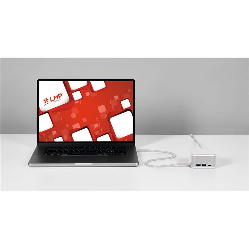 PowerDock - Adaptador de corriente USB-C GaN y estación de acoplamiento USB-C de 5 puertos - Blanco