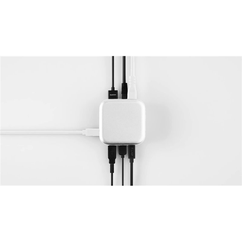 PowerDock - Adaptador de corriente USB-C GaN y estación de acoplamiento USB-C de 5 puertos - Blanco