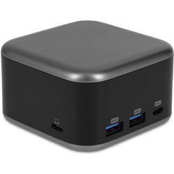 PowerDock - USB-C GaN Power Adapter & 5-Port USB-C Dock - Black