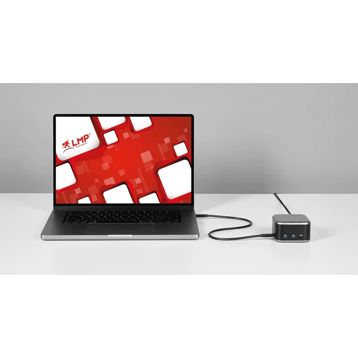 PowerDock - Adattatore di alimentazione GaN USB-C e dock USB-C a 5 porte - nero