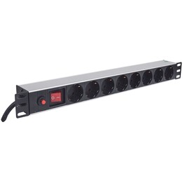 Intellinet 713986 unidad de distribución de energía (PDU) 8 salidas AC 1U Aluminio, Negro