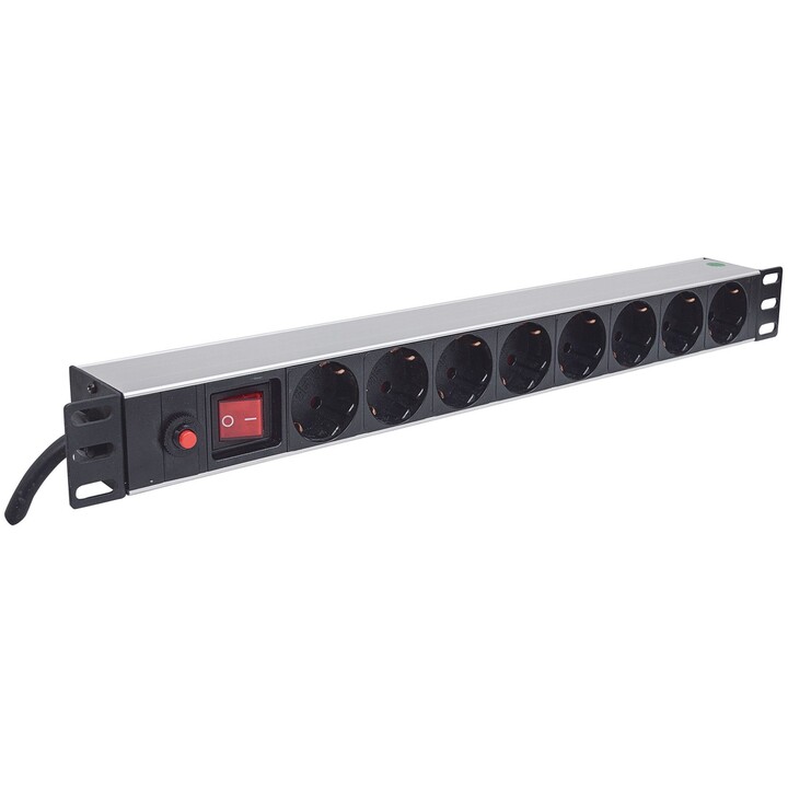 Intellinet 713986 unidad de distribución de energía (PDU) 8 salidas AC 1U Aluminio, Negro