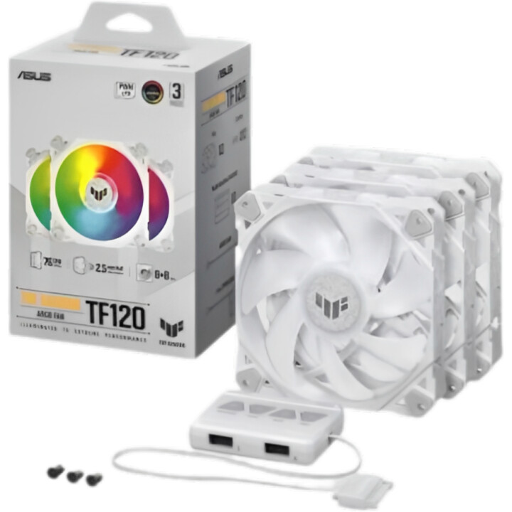 Pacote Triplo Asus TUF Gaming TF120 ARGB 120mm Branco