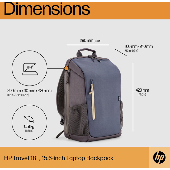 Hp travel 18l 15.6 igr laptop indietro