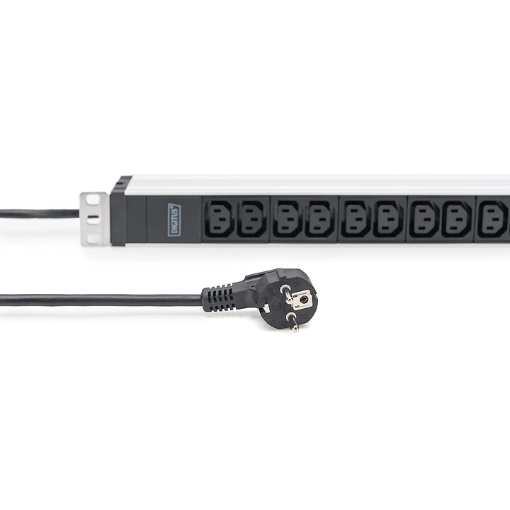 Digitus Power Strip, 12 C13 outlets, 1U, 250VAC, 50/60Hz, 10A, with line protection switch Black, Silver