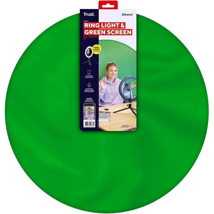 Professional Light Ring + Trust Maku+ Screen / Includes Green Screen
