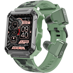 LEMFO T93 Vert - Montre Connectée avec Écoteurs TWS