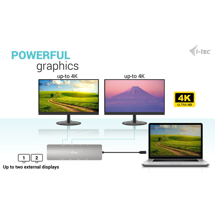 i-tec USB-C Metal Nano 2x Display Docking Station with Power Delivery 100W