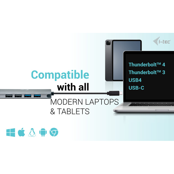 i-tec USB-C Metal Nano 2x Display Docking Station with Power Delivery 100W