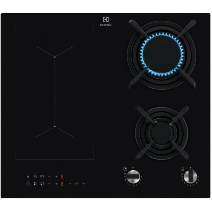 Placa De Inducción De Gas Mixta De 2 Zonas Electrolux 60 Cm Negro