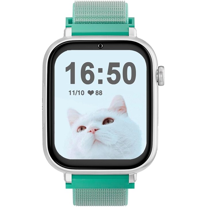 SaveWatch Plus con GPS e chiamata / cassa BIANCA e cinturino VERDE MENTA