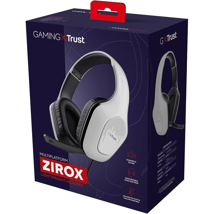 Fones de ouvido Trust GXT 415W Zirox com fio para jogos branco