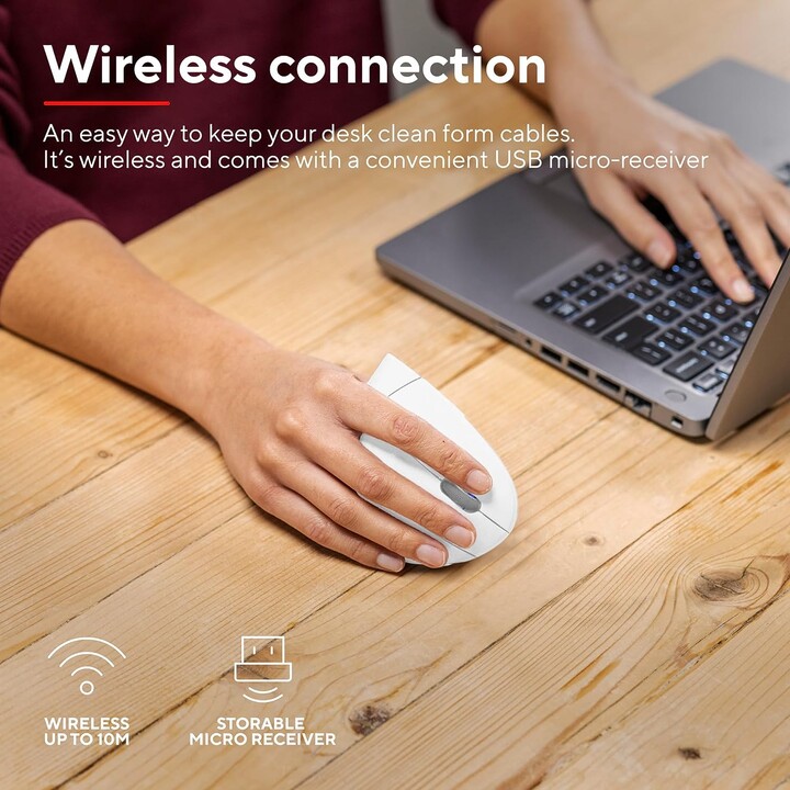 Wireless mouse TRUST VERTO WIRELESS ERGO MOUSE WHT