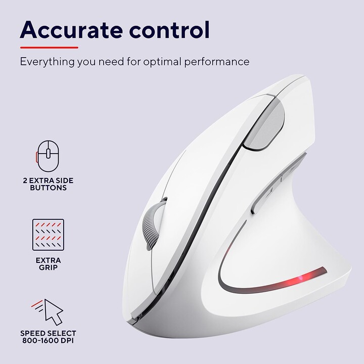 Wireless mouse TRUST VERTO WIRELESS ERGO MOUSE WHT