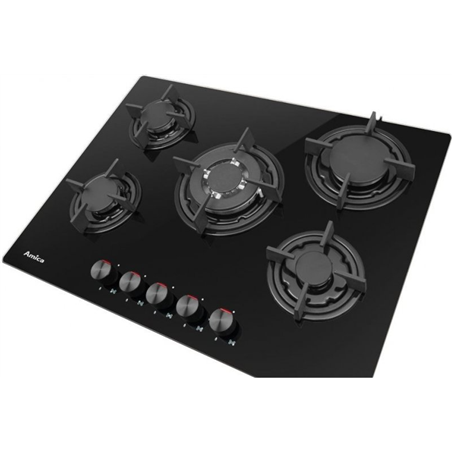 Amica Pgca7101Aob Empotrable 70 Cm Gas 5 Zonas Negro 